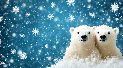 Fototapeta premium Two Polar Bears in Snowy Winter Wonderland