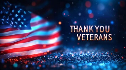 American flag with thank you veterans message for patriotic campaigns and heartfelt national tribute marketing
