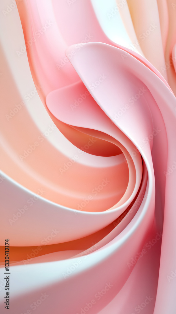 Poster Smooth and elegant gradient waves in pink and orange hues create a visually appealing abstract background