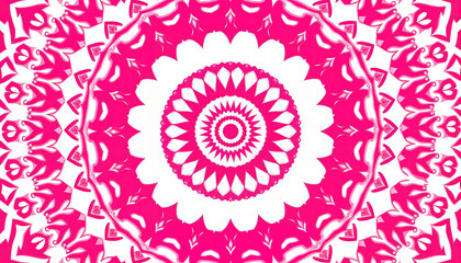 Vibrant symmetrical geometric design in pink and white, visual harmony