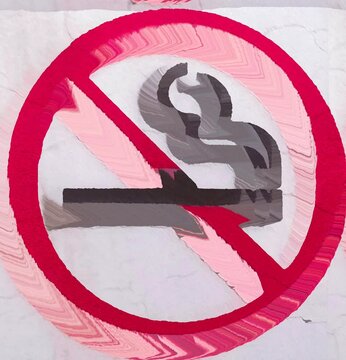 no smoking, no smoking sign, smoking ban, cigarette ban, quit smoking, stop smoking, prohibition sign, ban icon, warning sign, seamless loop, red black, animated sign, trippy animation, distorted
