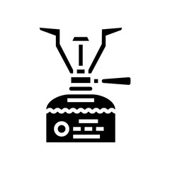 compact camping stove ultralight trekking glyph icon vector illustration
