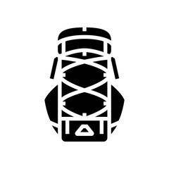 durable hiking backpack glyph icon vector illustration