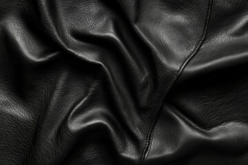Fototapeta premium Luxurious black leather texture with intricate folds. AI generated