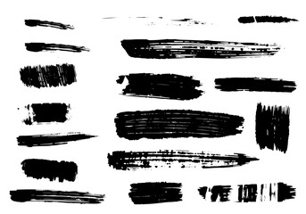 Set of grunge paint strokes. Vector illustration.