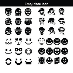 happy emoji icon set silhouette silhouette Gangster Emoticons vector set. Emoji smiling face or yellow emoticon with various facial expressions and emotions like happy, lonely, 