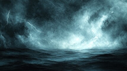 Dramatic storm clouds over a turbulent sea.