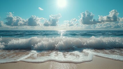Naklejka premium A slow-motion video of ocean waves gently rolling onto the shore, promoting mindfulness