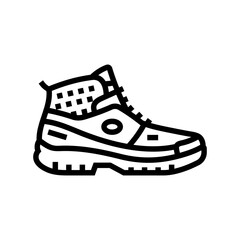 backpacking boots footwear tourism line icon vector illustration