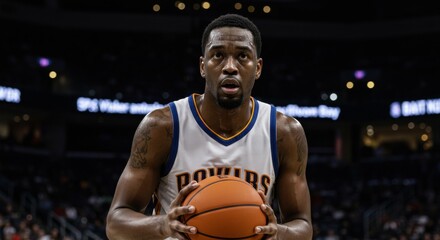 basketball player preparing for free throw