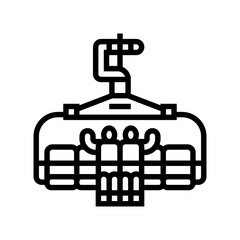 chairlift skier mountain skiing line icon vector illustration