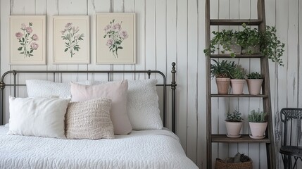 Obraz premium A Scandinavian-inspired vintage bedroom