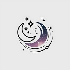 Obraz premium Soft-glowing sleep icon with a crescent moon and stars – Ideal for sleep aid branding, relaxation content, or digital wellness applications.