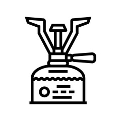 compact camping stove ultralight trekking line icon vector illustration