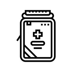 Obraz premium compact first aid kit ultralight hiking line icon vector illustration