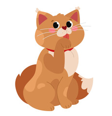 Cute cartoon cat isolated on a white background. Vector illustration.