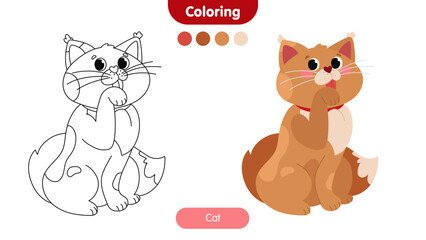 Coloring book for children: cat. Educational game for kids