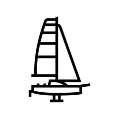 racing yacht sailing sport line icon vector illustration