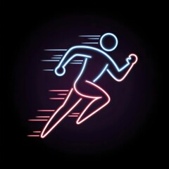 Neon exercise icon of a running figure – Suitable for fitness apps, sports branding, or futuristic UI design.