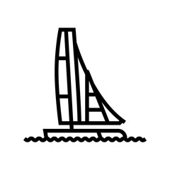 yacht race sailing sport line icon vector illustration