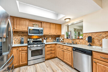 Fototapeta premium a home kitchen interior with counters 