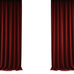 Red curtain isolated on transparent background or white background