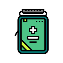 Fototapeta premium compact first aid kit ultralight hiking color icon vector illustration