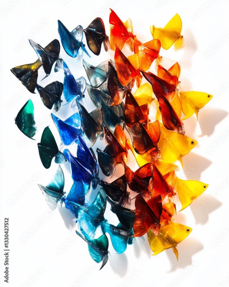 Canvas Prints a captivating display of vibrant butterfly shapes in various colors. this artistic arrangement showc