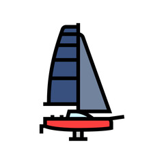 racing yacht sailing sport color icon vector illustration