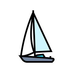 sailboat sailing sport color icon vector illustration