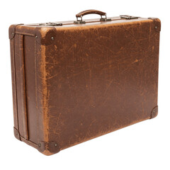 vintage old suitcase isolated on white or transparent background