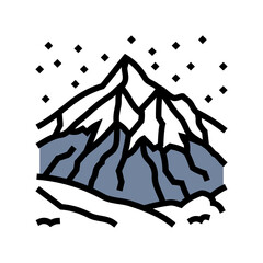 snow covered mountain skiing color icon vector illustration