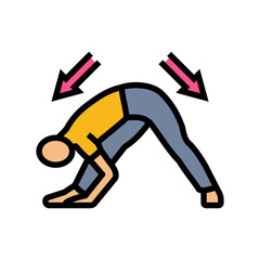 stretching pose arrows flexibility color icon vector illustration