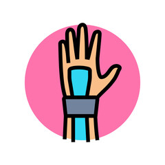 wrist kinesio tape color icon vector illustration