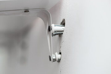 Mounting bracket for wall shelf broke off. Bracket for wall shelf. Furniture dowel. Shelf does not...