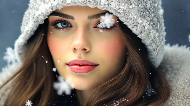 Blonde Frau mit warmem Winterlook