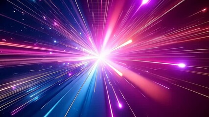 Cosmic speed lines radiate from a central point, vibrant colors explode outward, digital art