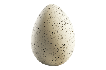 Speckled egg with natural pattern and smooth surface, isolated on white transparent background. Concept of nature, wildlife, and reproduction