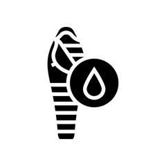 water resistant sleeping bag glyph icon vector illustration
