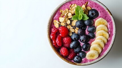 Healthy breakfast with delicious acai smoothie