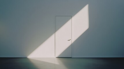 Obraz premium Door in white wall, sunny light. Architecture, design