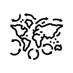 map ocean currents world ocean line icon vector illustration