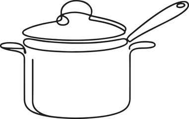 Modern Saucepan Line Drawing Vector Design