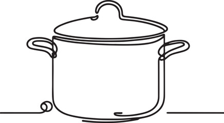 Modern Saucepan Line Drawing Vector Design