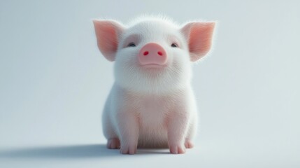 Cute, fluffy piglet, sitting, adorable