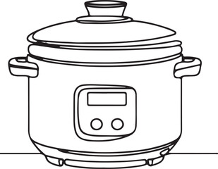 Rice Cooker Line Art Design Vector