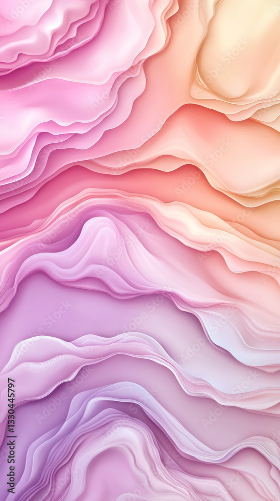 Poster delicate pink and purple curves intertwining, forming ethereal abstract design, blending seamlessly 