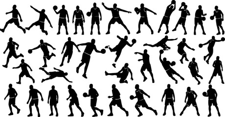 Vector set of Basketball players silhouettes, Basketball silhouettes
