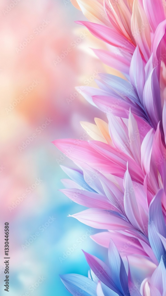 Aufkleber pastel-hued leaves casting delicate shadows, generating serene visual texture with soft botanical el