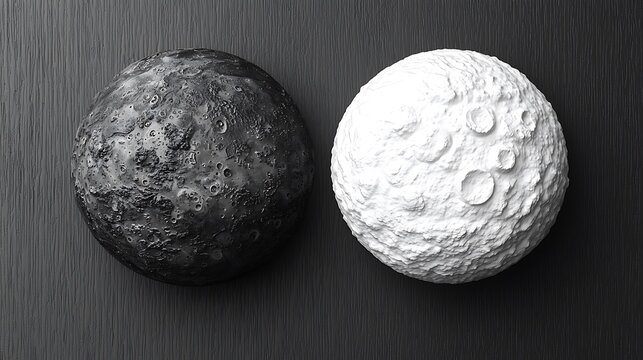 Duality: Dark & Light Spheres on Gray.
